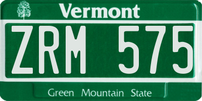 VT license plate ZRM575