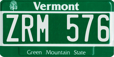 VT license plate ZRM576