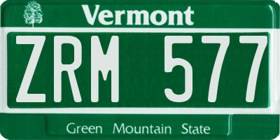 VT license plate ZRM577