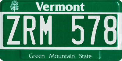 VT license plate ZRM578