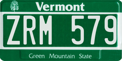 VT license plate ZRM579