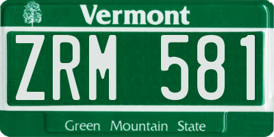 VT license plate ZRM581