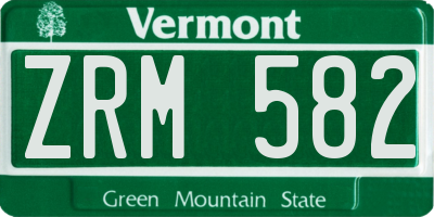 VT license plate ZRM582