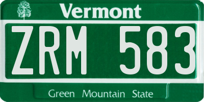 VT license plate ZRM583