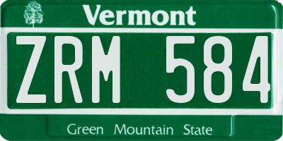 VT license plate ZRM584