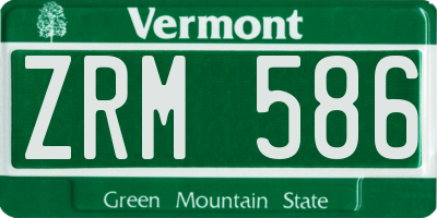 VT license plate ZRM586