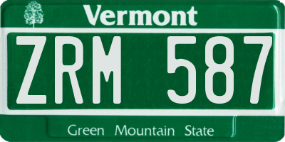 VT license plate ZRM587