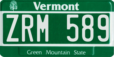 VT license plate ZRM589