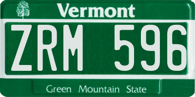 VT license plate ZRM596