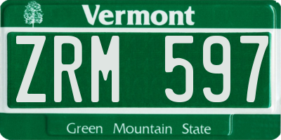 VT license plate ZRM597