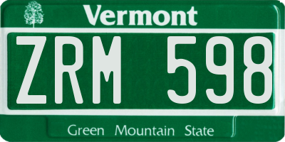VT license plate ZRM598