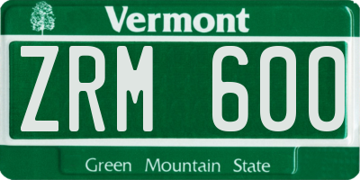 VT license plate ZRM600
