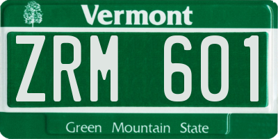 VT license plate ZRM601