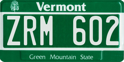 VT license plate ZRM602