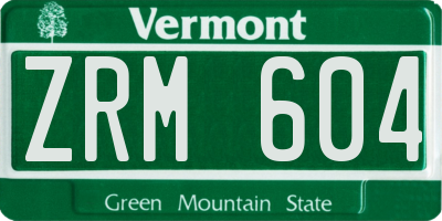 VT license plate ZRM604