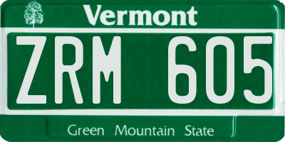 VT license plate ZRM605