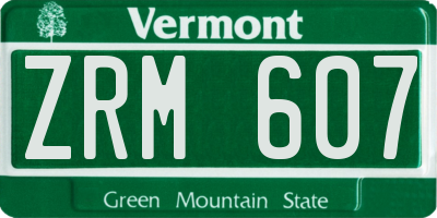 VT license plate ZRM607