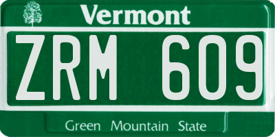 VT license plate ZRM609