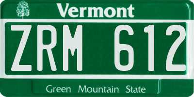 VT license plate ZRM612