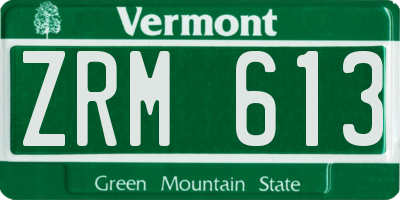 VT license plate ZRM613