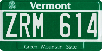 VT license plate ZRM614