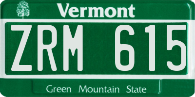 VT license plate ZRM615