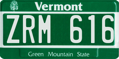 VT license plate ZRM616