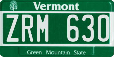 VT license plate ZRM630