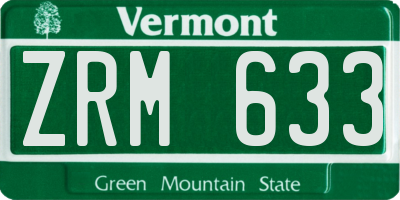 VT license plate ZRM633