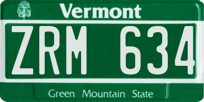 VT license plate ZRM634