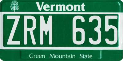 VT license plate ZRM635
