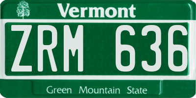 VT license plate ZRM636