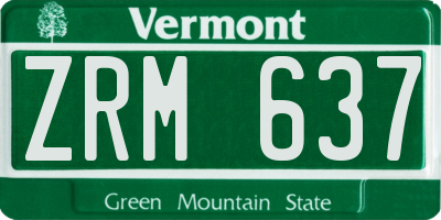VT license plate ZRM637