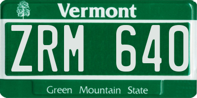 VT license plate ZRM640