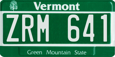 VT license plate ZRM641