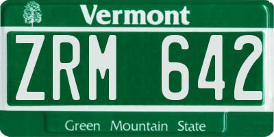 VT license plate ZRM642