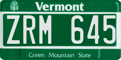 VT license plate ZRM645