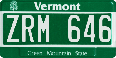 VT license plate ZRM646