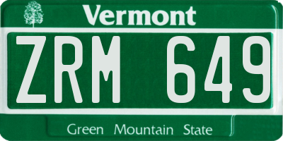 VT license plate ZRM649