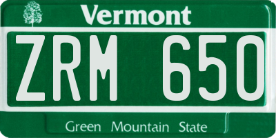 VT license plate ZRM650