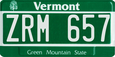 VT license plate ZRM657