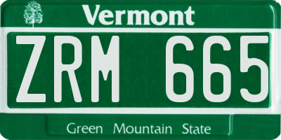 VT license plate ZRM665