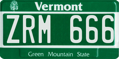 VT license plate ZRM666
