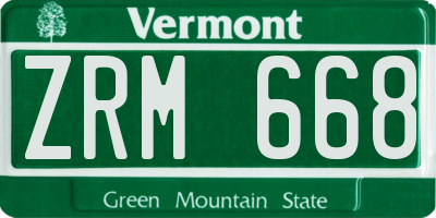 VT license plate ZRM668