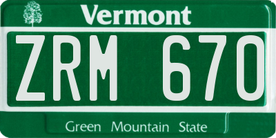 VT license plate ZRM670
