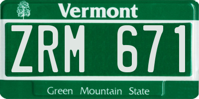VT license plate ZRM671