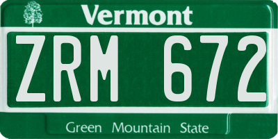 VT license plate ZRM672