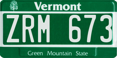VT license plate ZRM673
