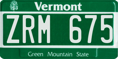 VT license plate ZRM675