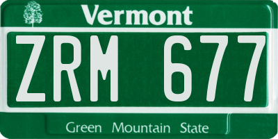 VT license plate ZRM677